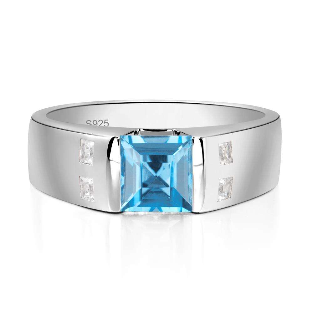 NATURAL BLUE outlets AND WHITE TOPAZ SOLID STERLING SILVER MEN RING SIZE 14