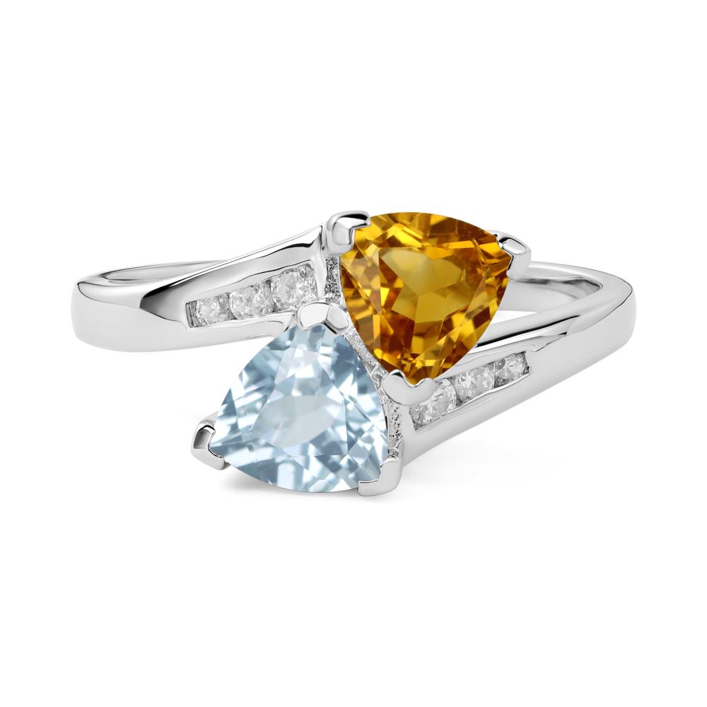 Silver sold Aquamarine & Citrine Flower Ring