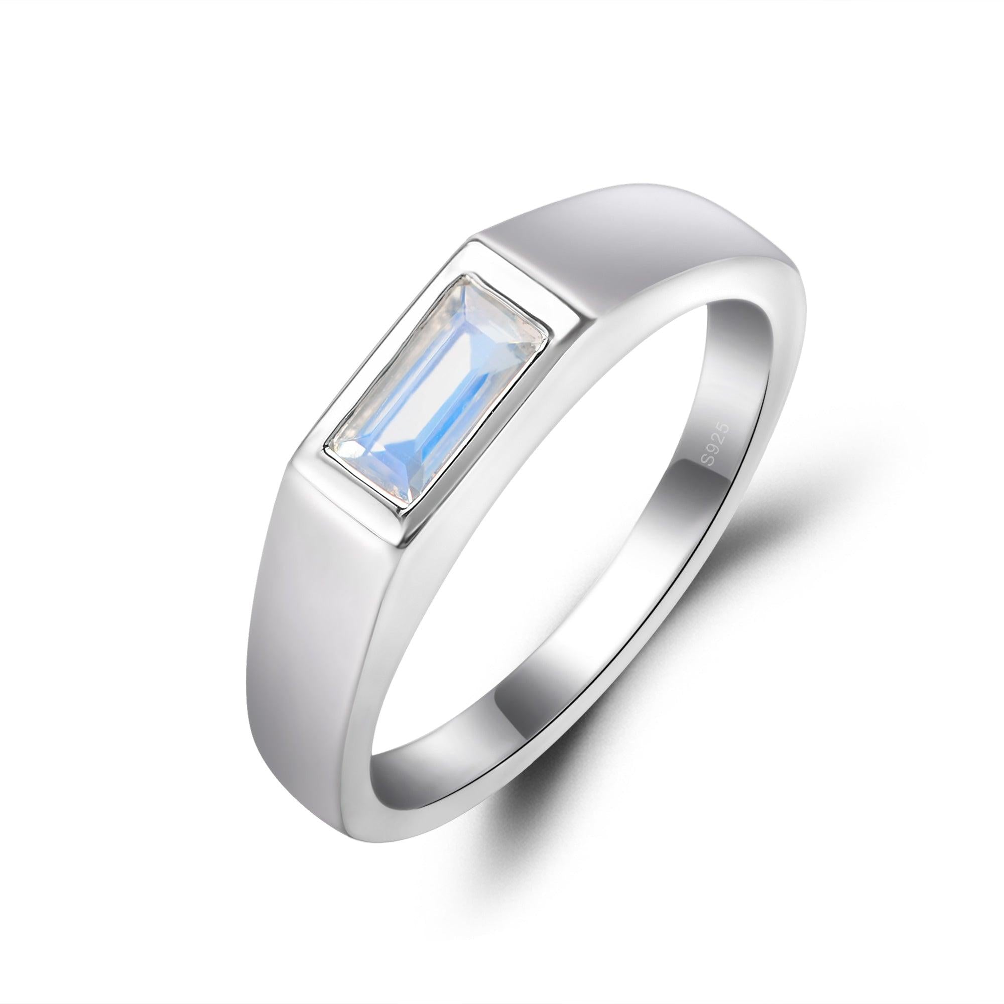 Horizontal Rectangle Bezel Moonstone Ring | LUO