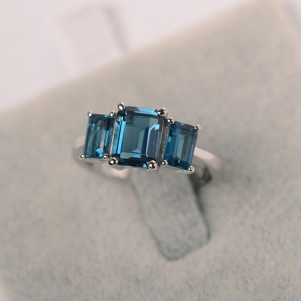 Blue topaz deals 3 stone ring