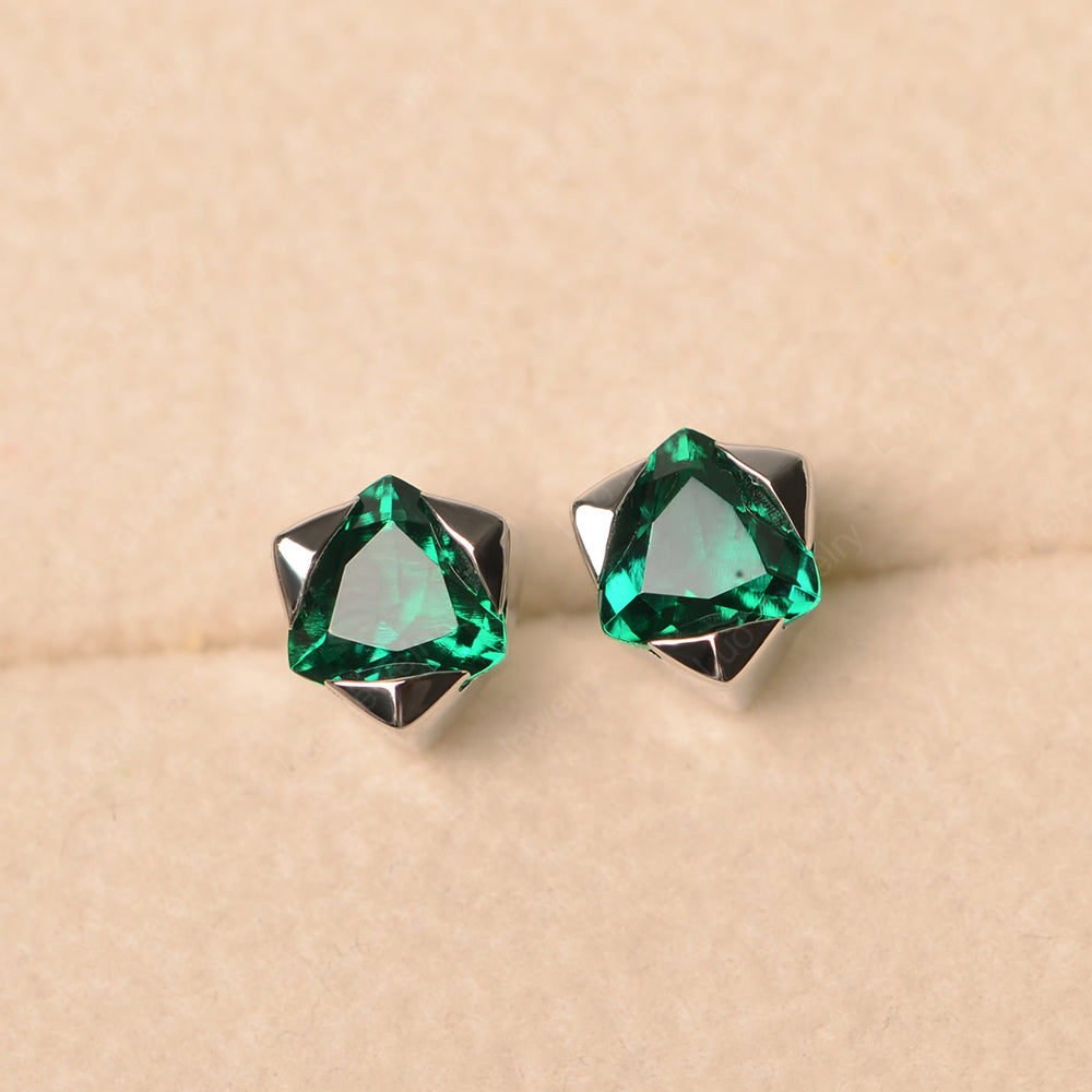 Emerald hot sale bezel earrings