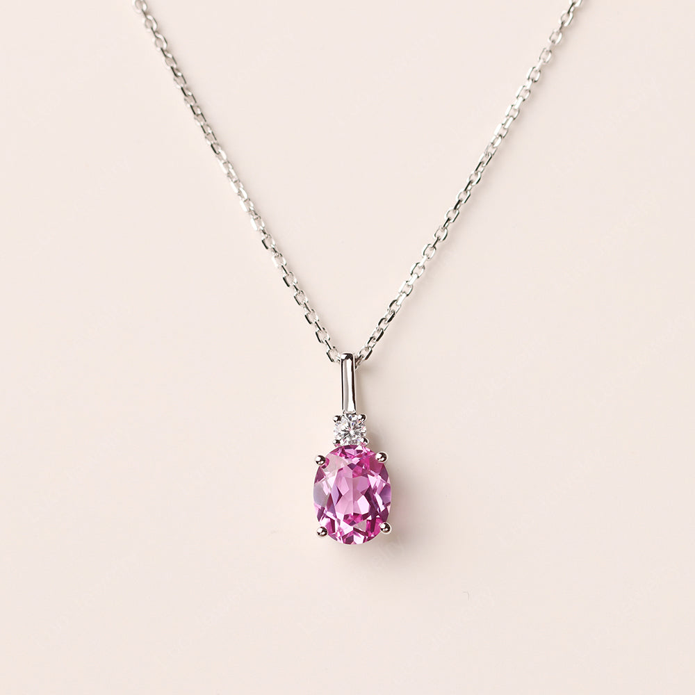 14K Yellow Gold Lab Pink Sapphire with Lab Pink Sapphire Infinity Necklace