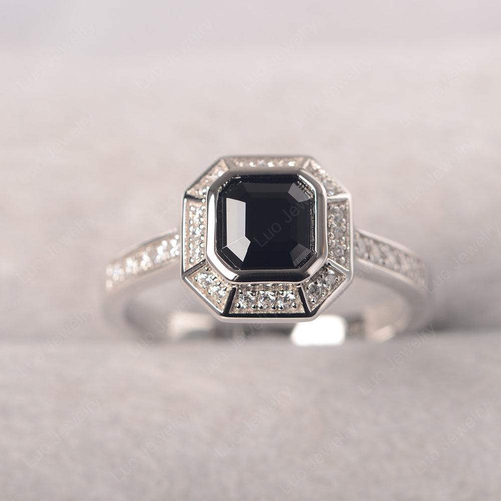 Asscher cut hot sale black diamond