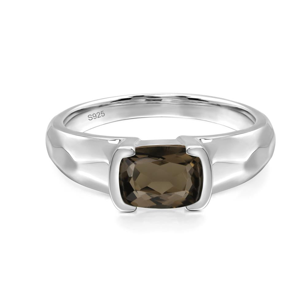 Sterling Silver Rectangle selling Bezel Set Smoky Quartz Ring