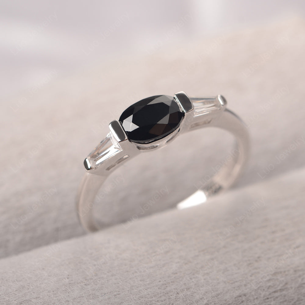 Oval cut black spinel ring, black stone wedding ring, sterling silver engagement ring for hotsell women