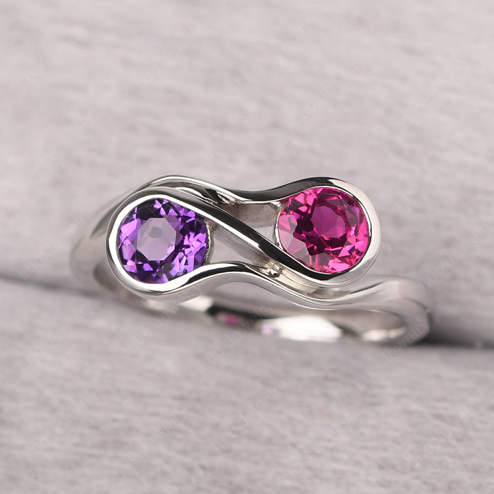 Amethyst and ruby fashion engagement rings