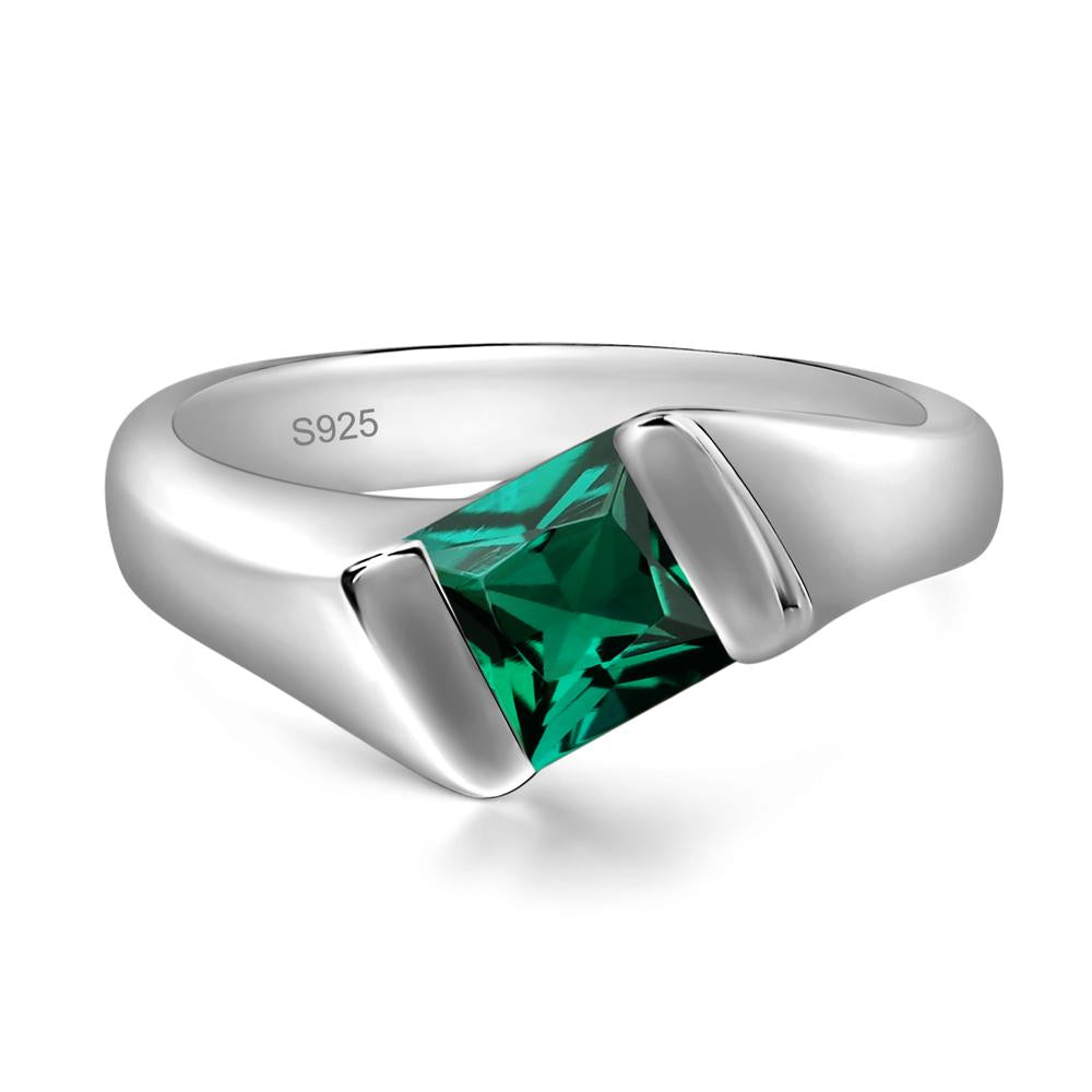 Natural Emerald Silver Ring/ 925 Sterling Silver/ Gemstone online Ring/ Wedding Ring/ Engagement Ring/ Octagon Shape Emerald Ring/ Jewelry For Sale