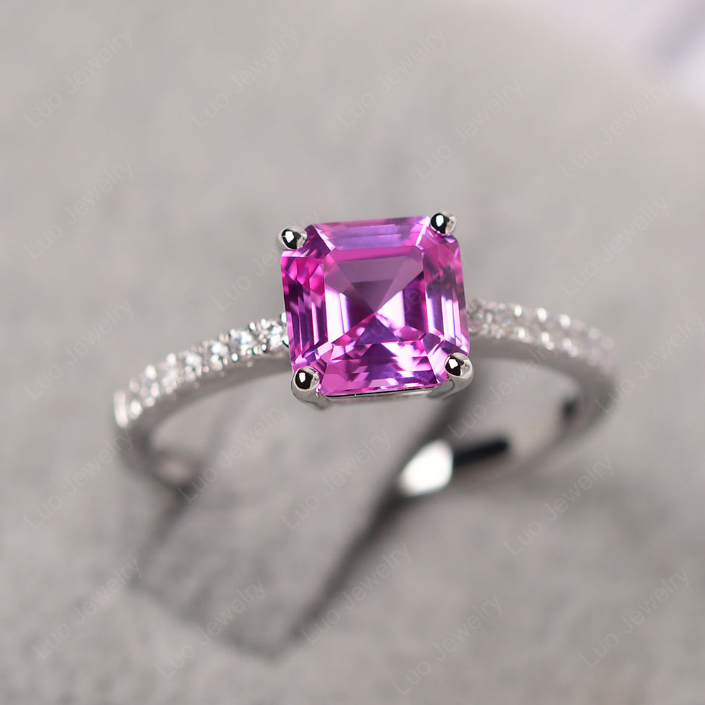 Asscher cut hot sale pink sapphire