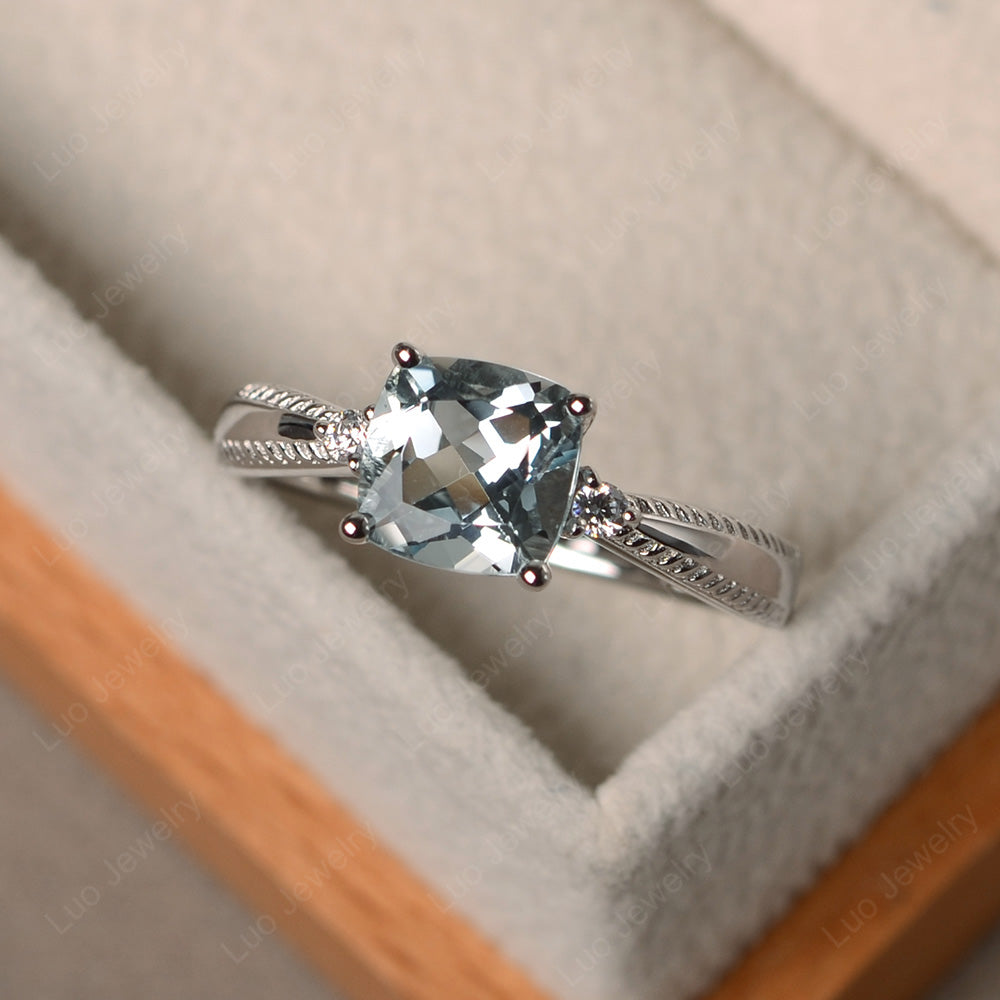 Cushion cut hot sale aquamarine ring