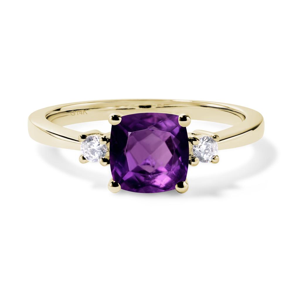 Green store Amethyst 3stone Radiant Cushion cut Amethyst Engagement Ring 925/18k