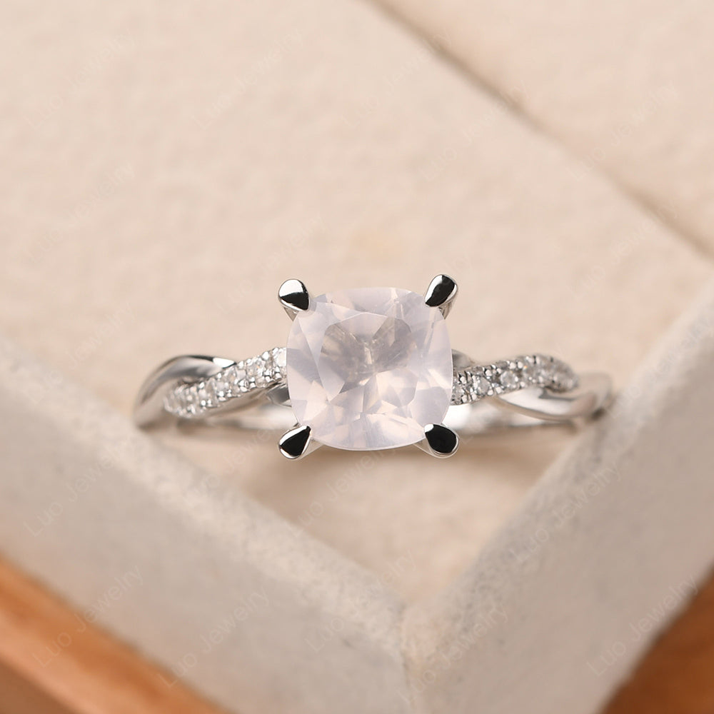 Rose quartz store engagement ring set