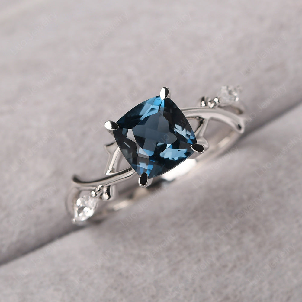 Cushion cut blue topaz on sale ring