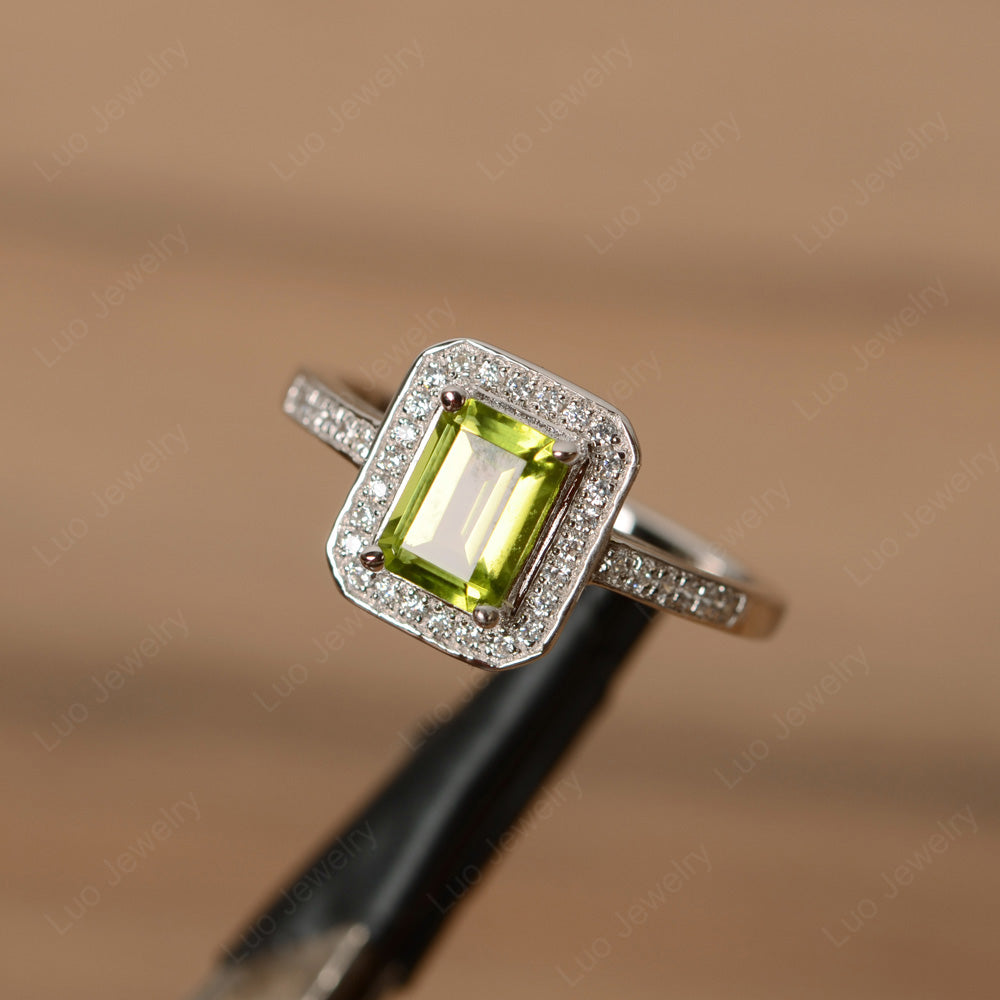 Emerald cut sale peridot ring