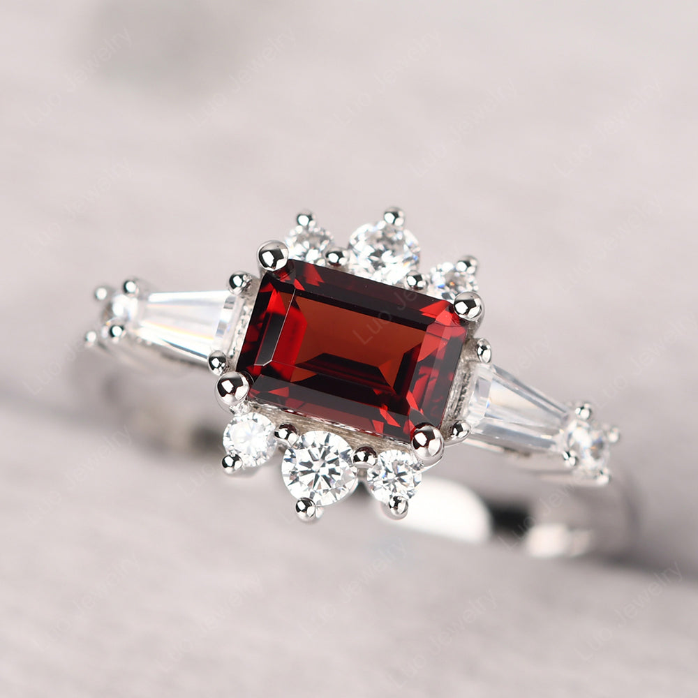 Garnet ring square cut January birthstone deals ring sterling silver engagement ring for women