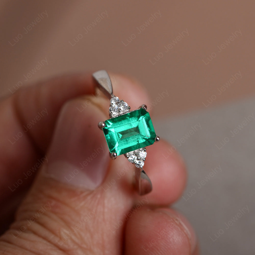 Lab emerald hot sale engagement ring