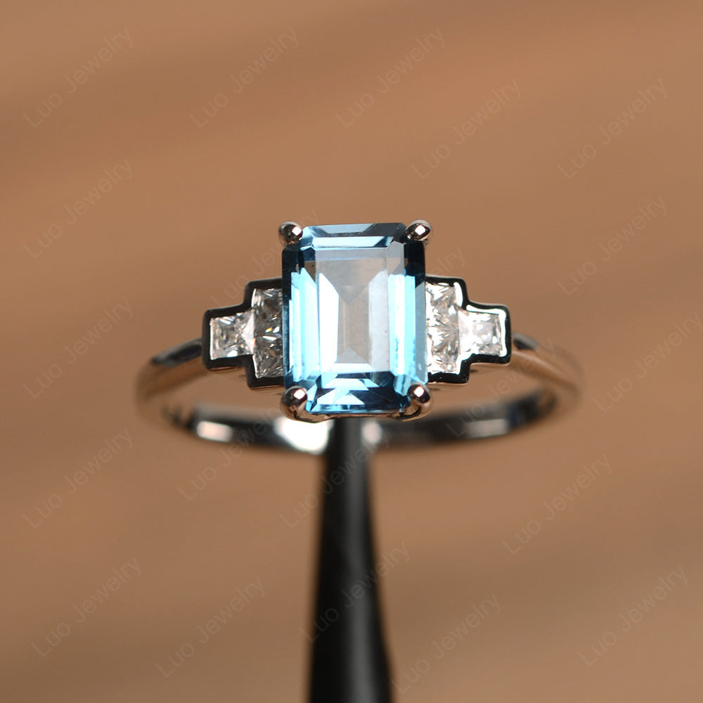 14K Solid Rose Gold Emerald Cut London hotsell Blue Topaz Celtic Ring Celtic Engagement Ring Blue Topaz Promise Wedding Ring