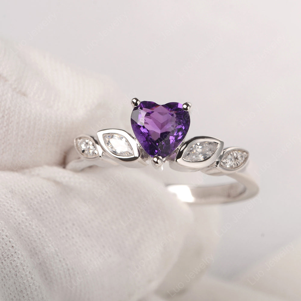 Amethyst heart sales engagement ring