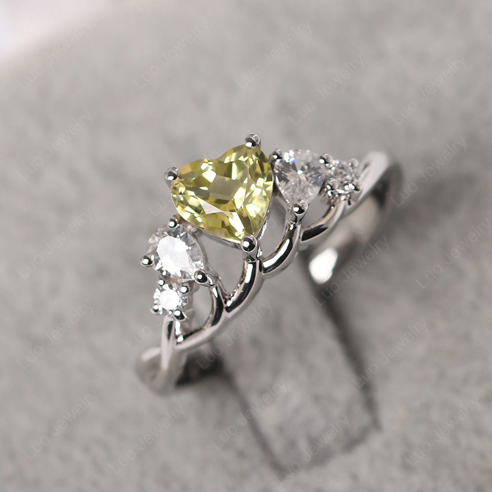 Heart Shaped Lemon Quartz Cluster Ring | LUO