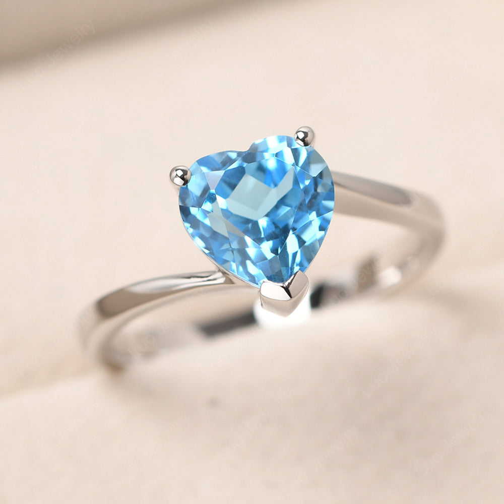 Heart Swiss Blue Topaz Solitaire Ring | LUO