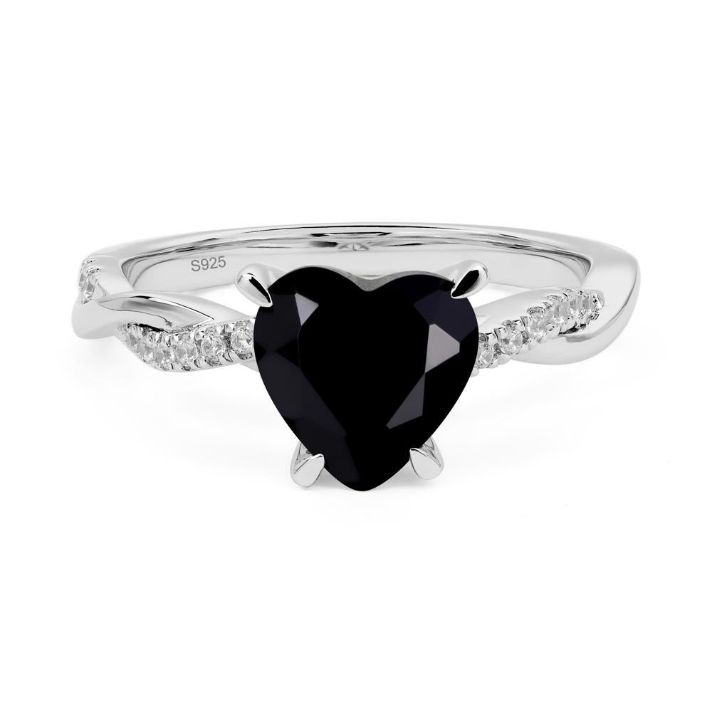 Black Spinel sale Pave Hearts Eternity Ring