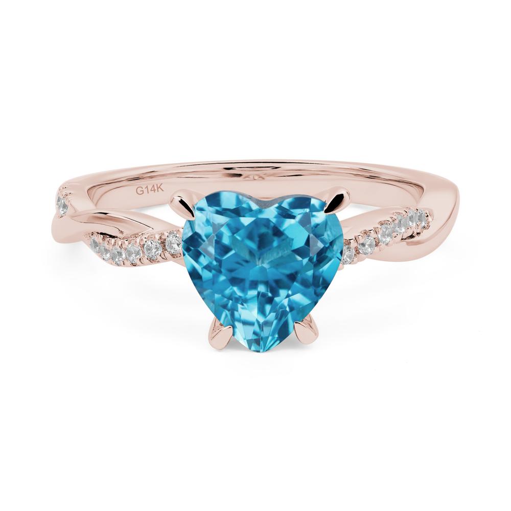 Swiss Blue Topaz Twisted Shank Engagement Ring | LUO