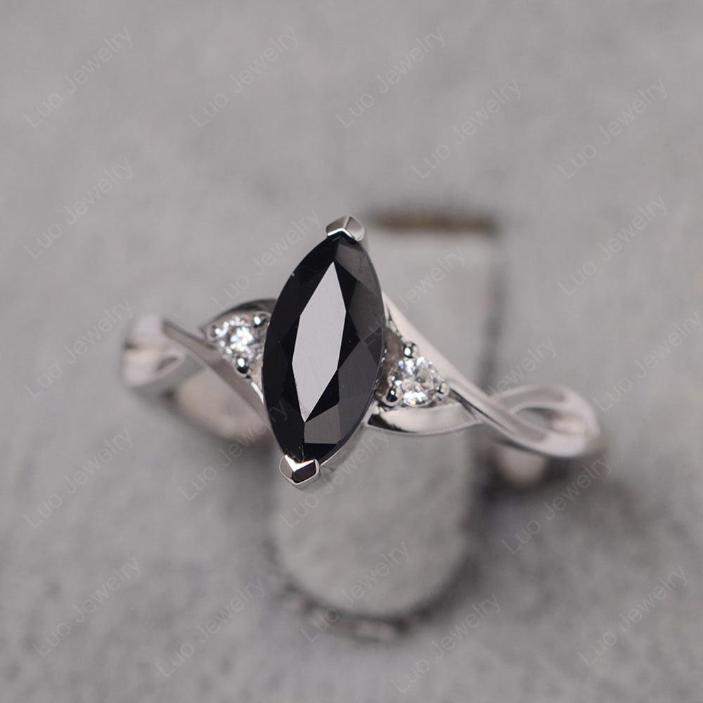 Marquise black diamond engagement shop ring