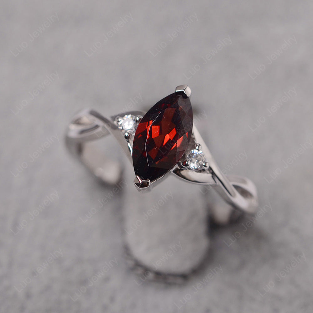 Garnet Marquise Twist Engagement Ring