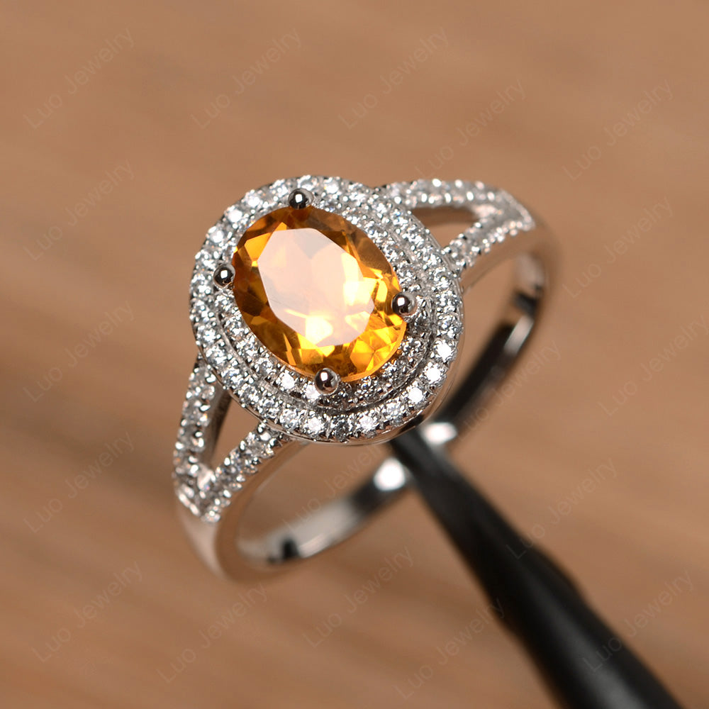 Citrine Halo Ring: Citrine Gemstone Halo Ring, 925 Sterling Silver, Genuine Gemstones, Exquisite Vintage Estate Ring, Ring Size 6 store