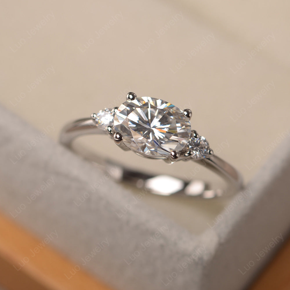 East-West Moissanite Solitaire Ring | Bashert Jewelry 4.5 / Please Choose (Required)