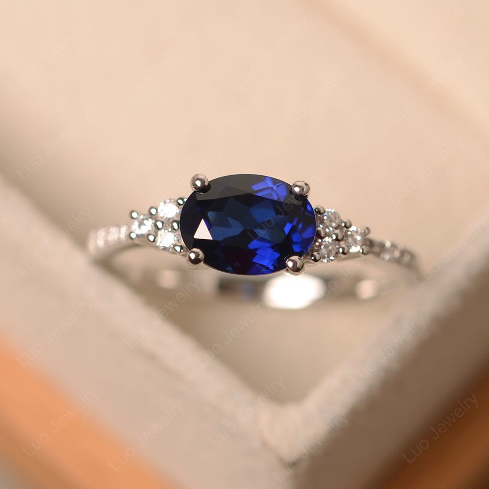 Sapphire ring sterling silver engagement oval outlet cut September birthstone ring for women