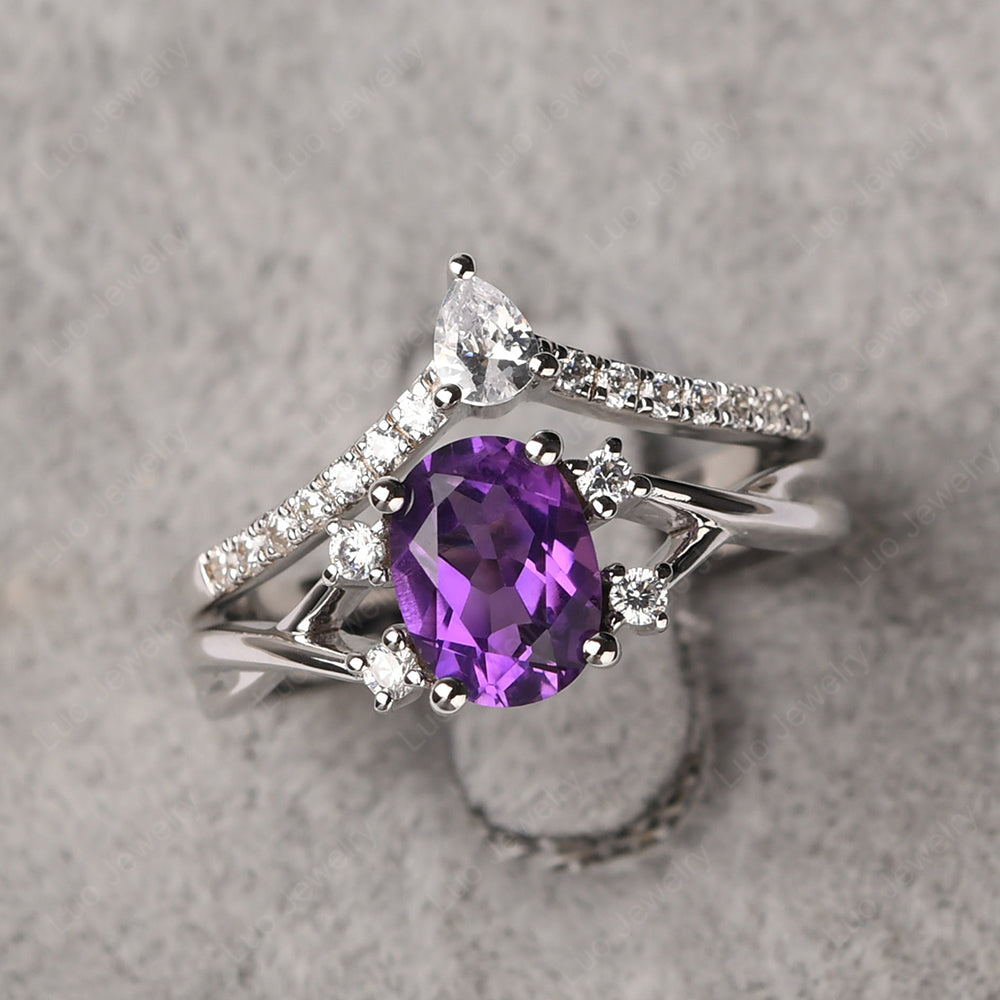 White gold deals amethyst band rings