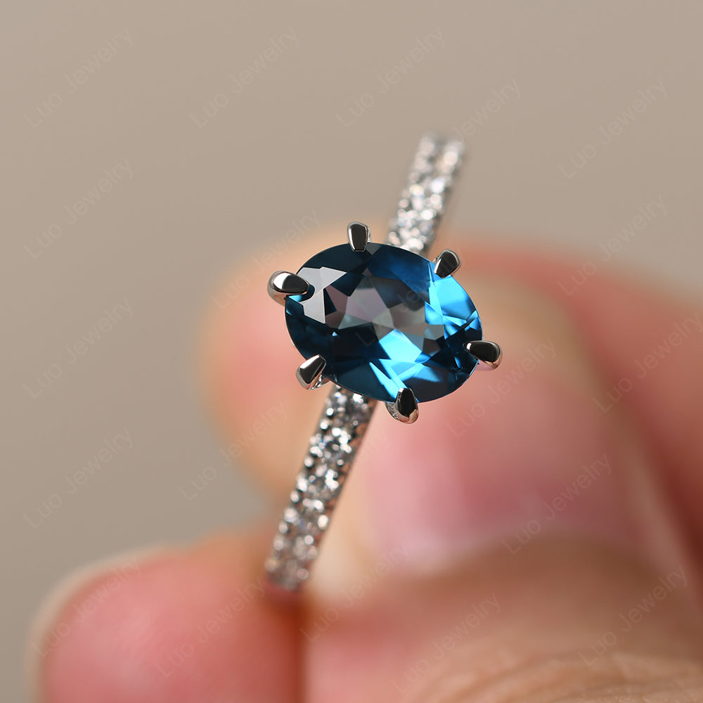 Real London blue topaz ring, sterling silver, halo wedding ring,November outlets birthstone