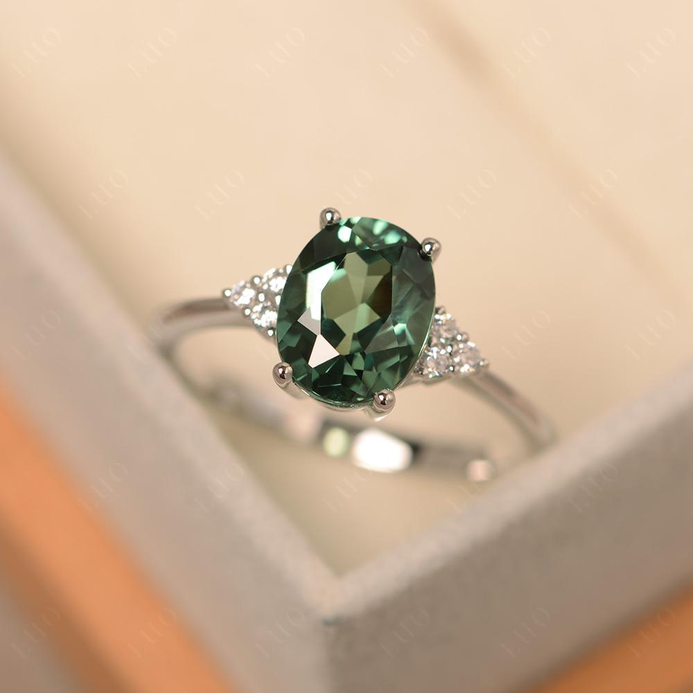 Emerald Cut Sapphire With Triangle Diamonds Green Sapphire 