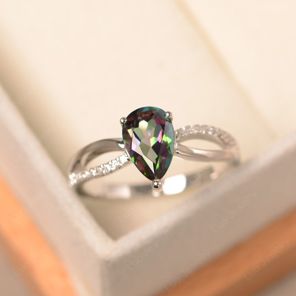 Vintage 9ct White Gold Mystic Topaz Ring - alternative engagement ring, stacking band with cubic zirconia 2024