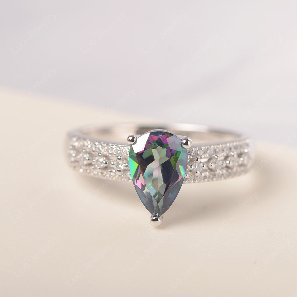 Pear Shaped Mystic Topaz Engagement Ring | LUO