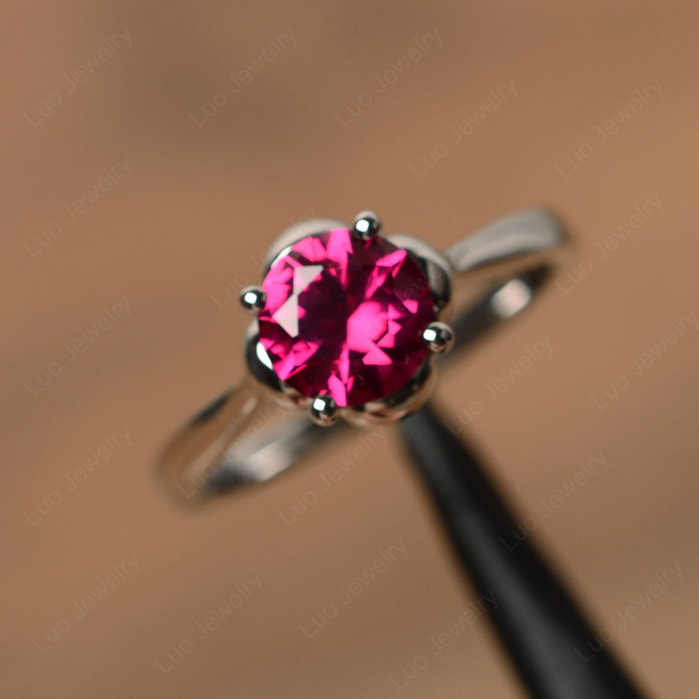 Ruby flower hot sale engagement ring