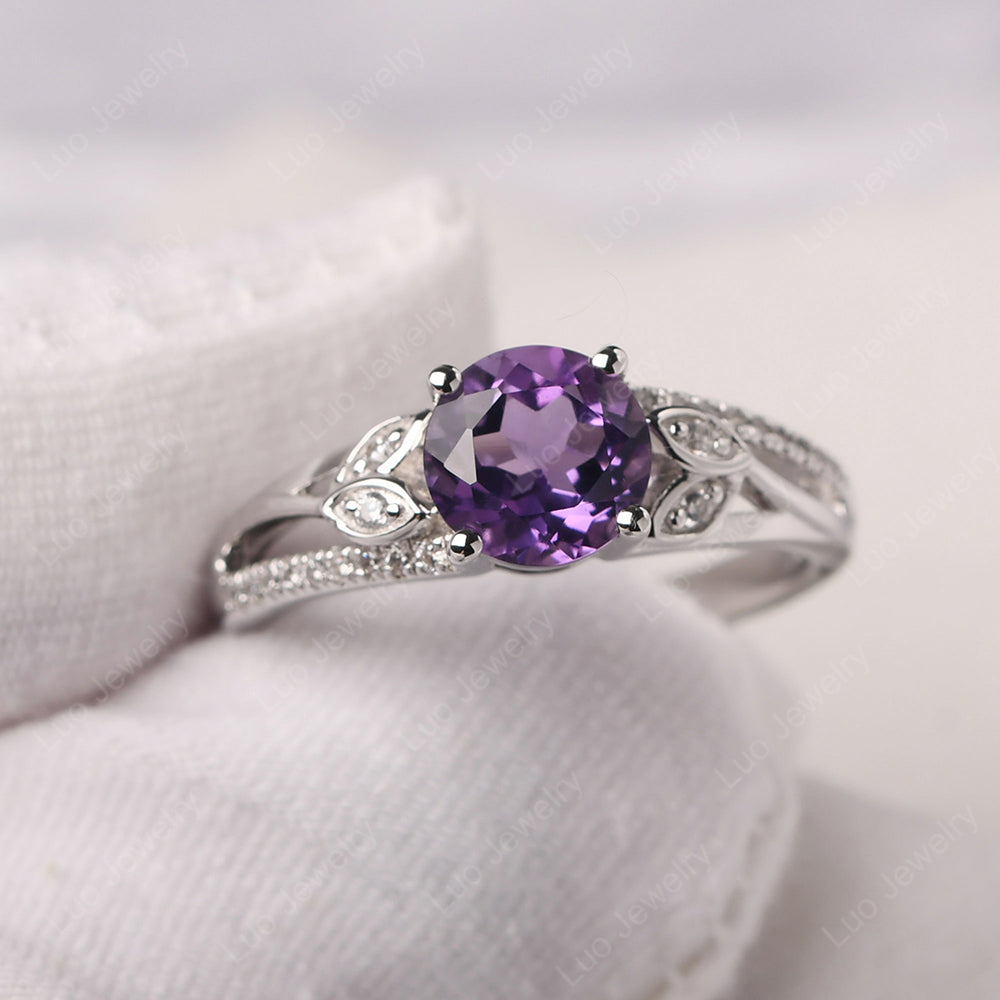 Silver amethyst deals engagement ring