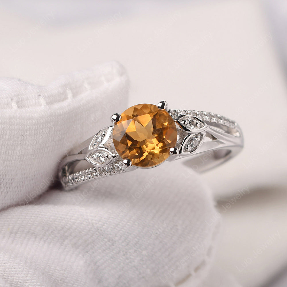 Customized Citrine Bridal Ring 14K White Gold Asscher cheapest Cut November Birthstone Ring with Channel Setting CZ