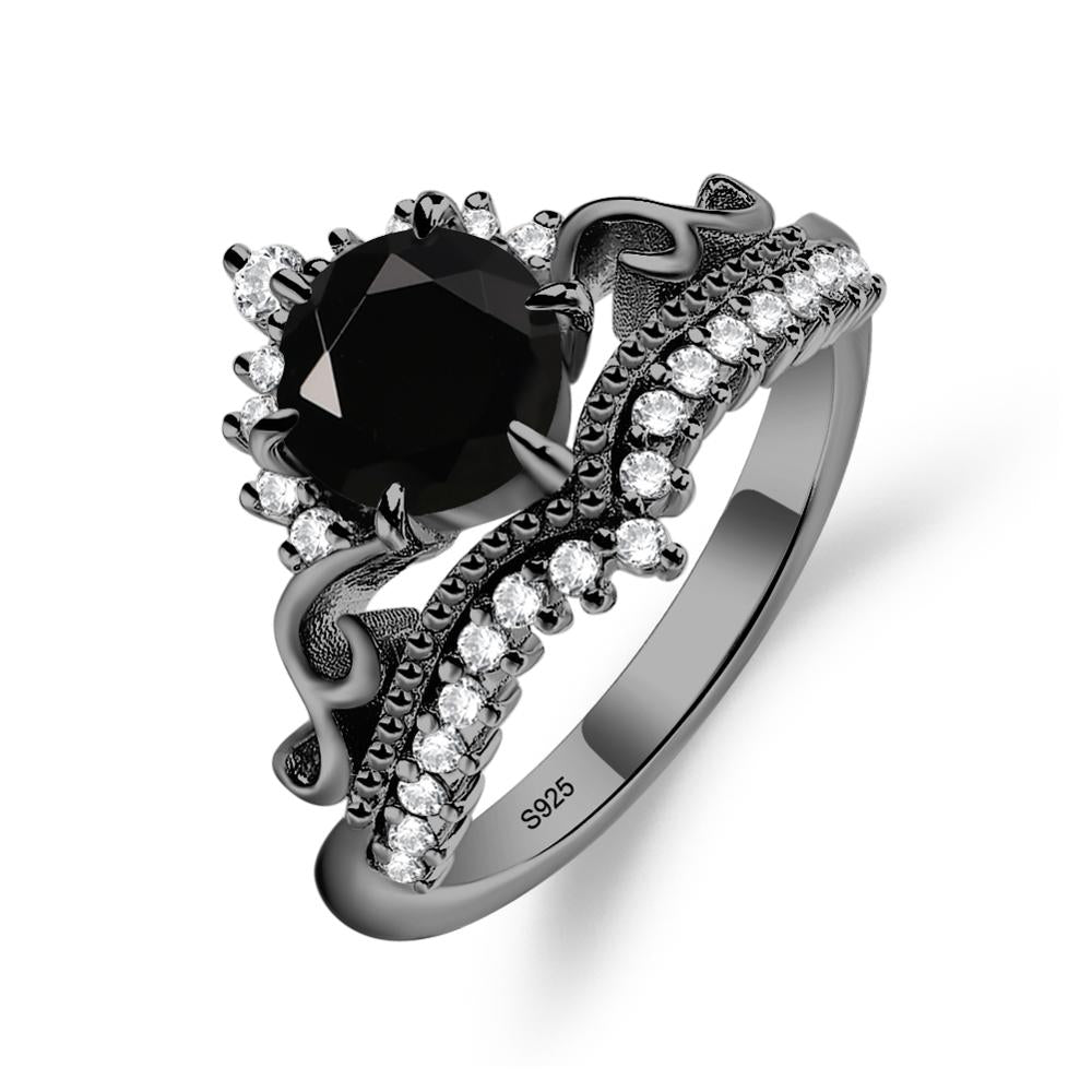 Wedding Black Spinel Ring Women's Spinel Ring Sterling Silver Promise Ring Black order Stone Ring Round Cut Ring