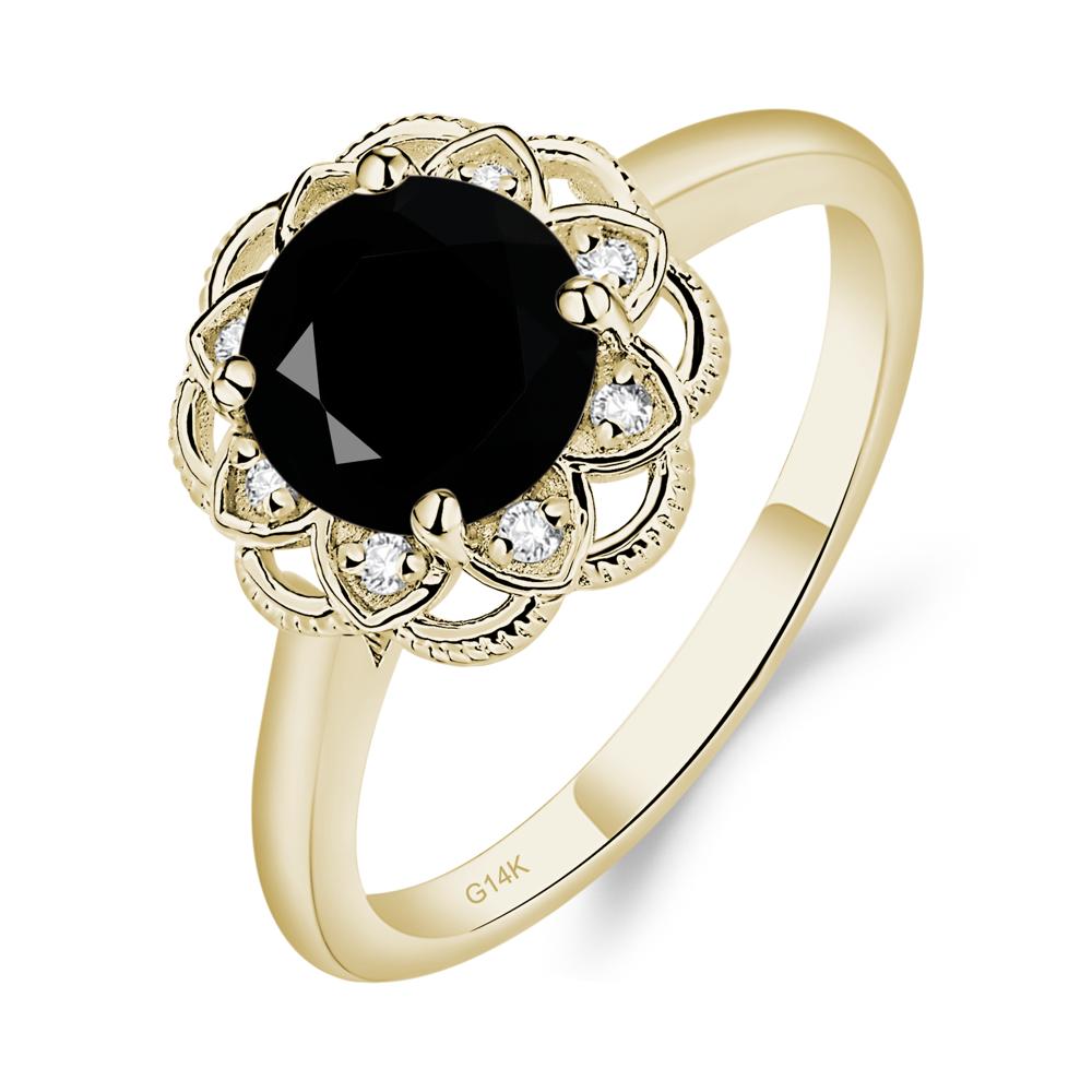 Black Stone Vintage Inspired Filigree Ring | LUO