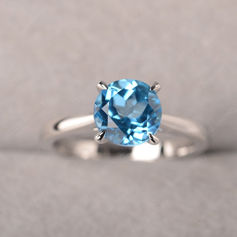 Swiss Blue Topaz Cathedral Solitaire Engagement Ring | LUO