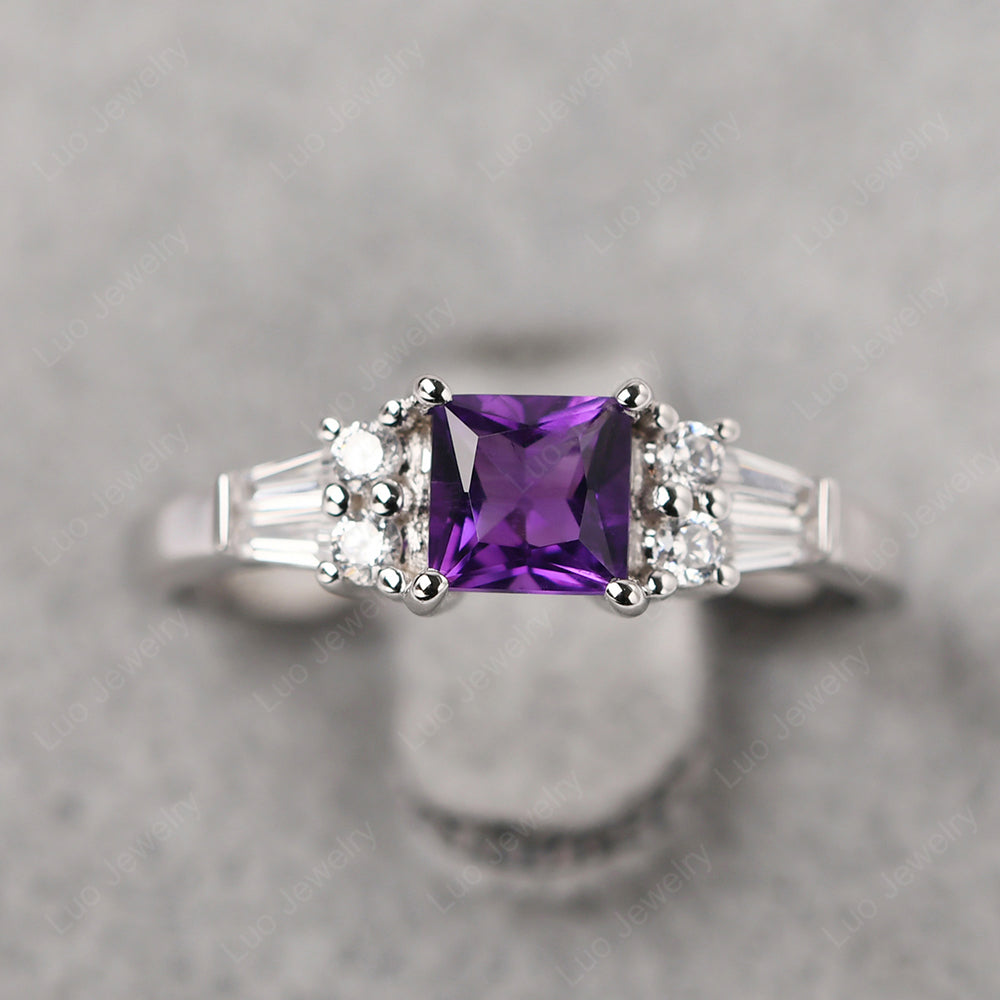 Amethyst princess clearance cut engagement ring