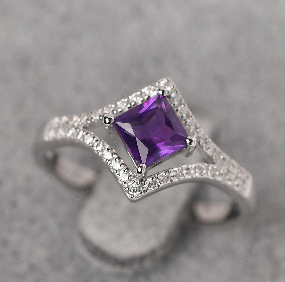 Princess cut hot sale amethyst ring