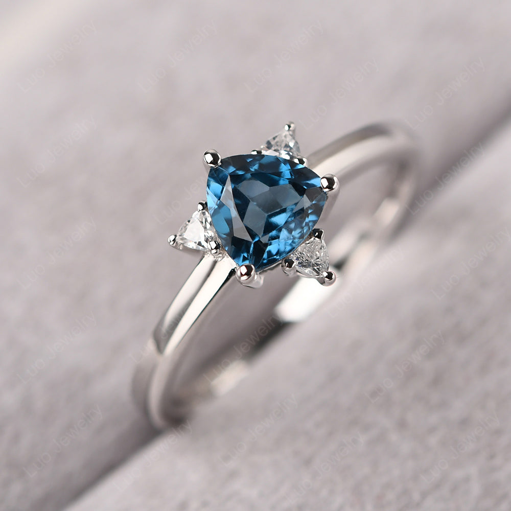 London blue topaz ring, engagement ring for woman, silver 925 ring, east to west ring, oval cut blue topaz 2024 ring