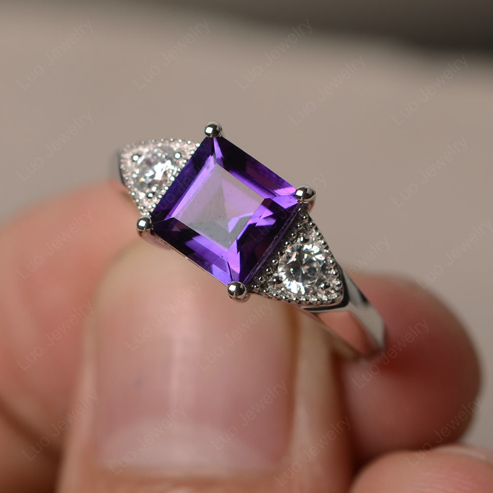 Amethyst Square outlet Wide Ring