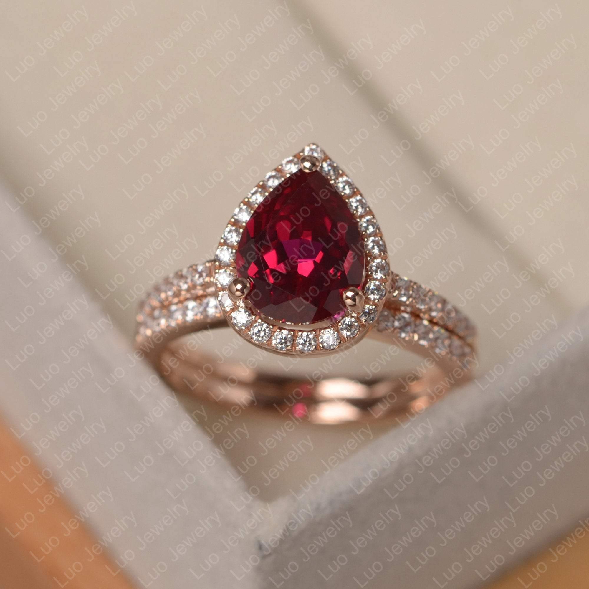 Ruby bridal hot sale set rings