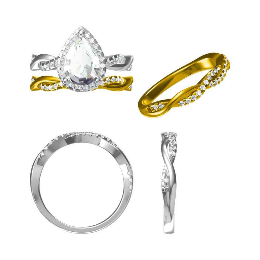 Pear Shaped White Topaz Twisted Halo Ring - LUO Jewelry 