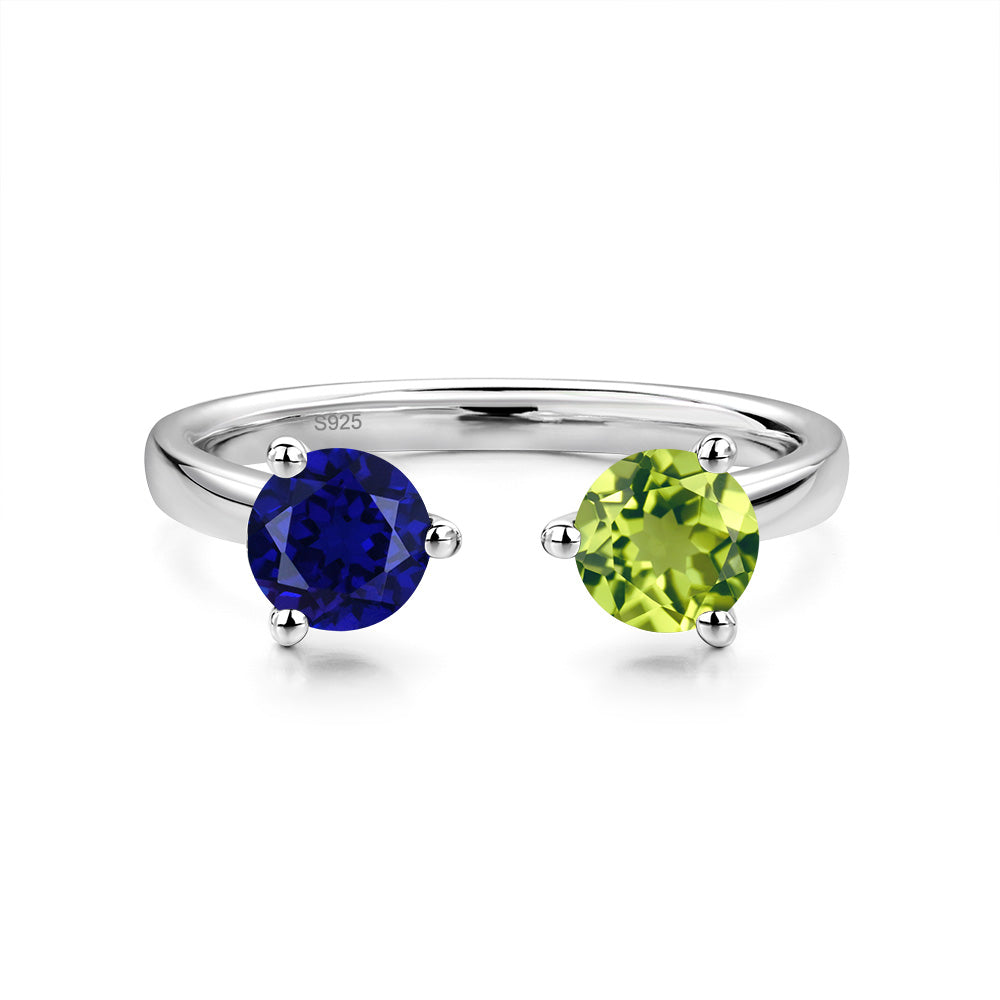 Personalized Two Gems Open Ring