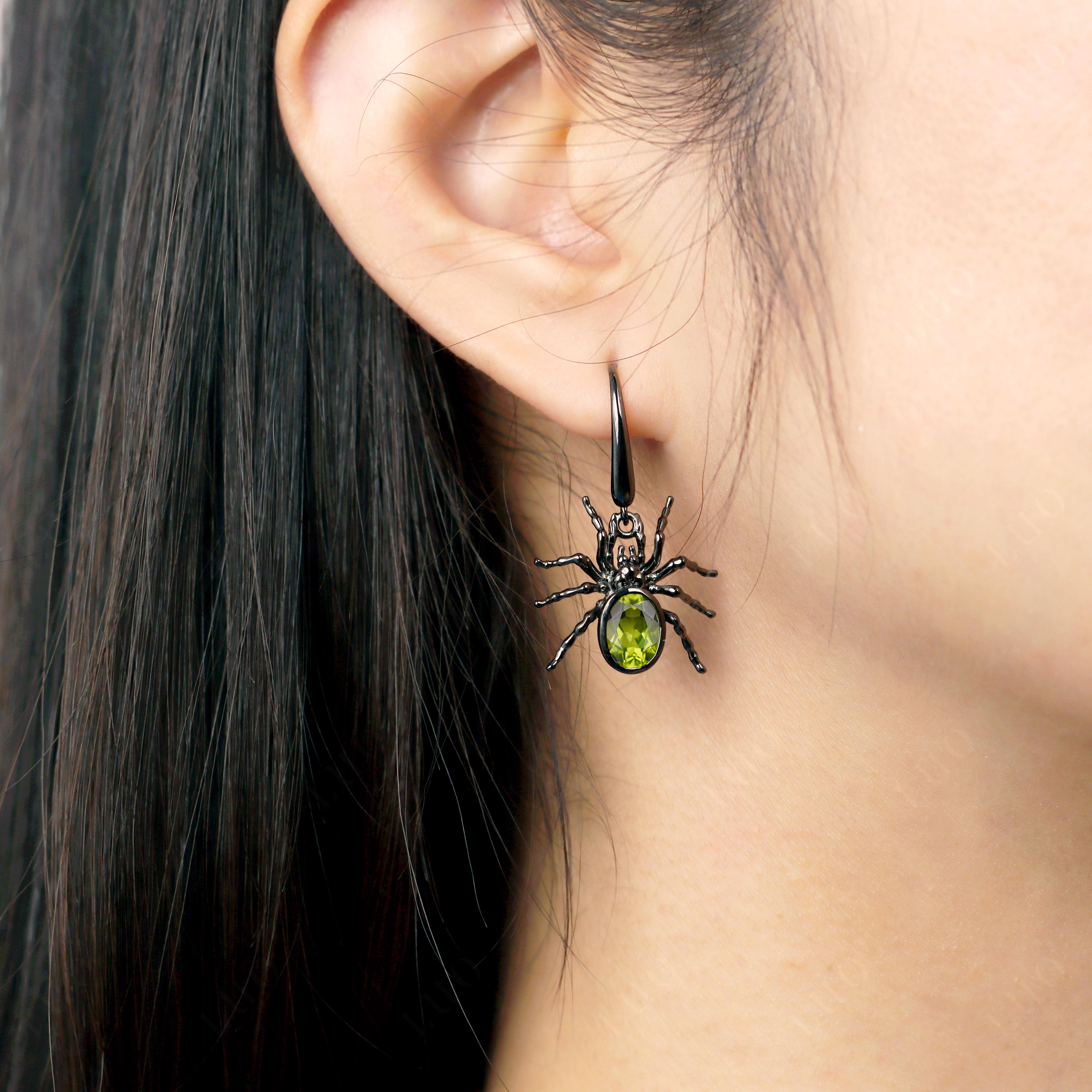 Peridot Bezel Set Spider Earrings - LUO Jewelry 