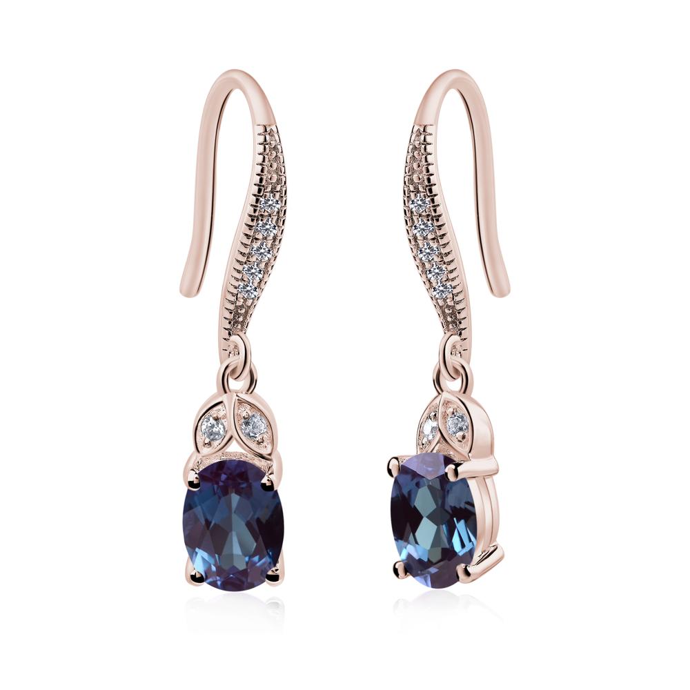 Oval Alexandrite Dangling Earrings - LUO Jewelry #metal_14k rose gold